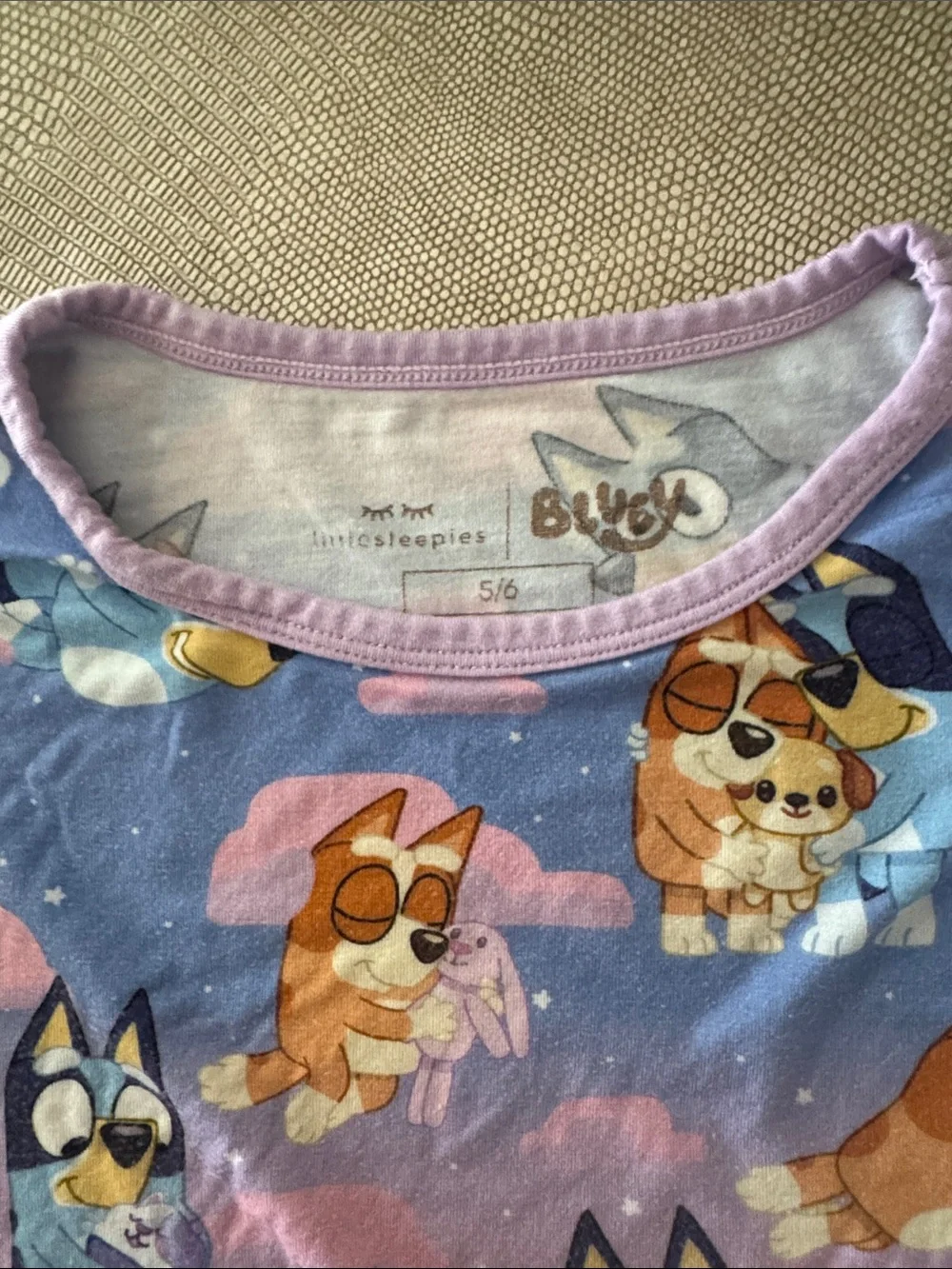 Little Sleepies pajama set size 5/6 Bluey sleepytime Colab Shorts/SS EUC